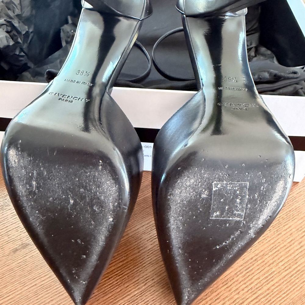 Givenchy Black Pointed Toe Ankle Strap Heels - Picture 6 of 9